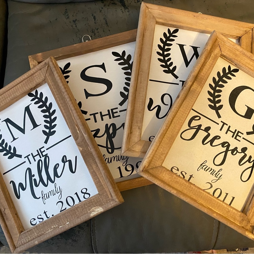 Custom personalized farmhouse established wreath frame name picture frame